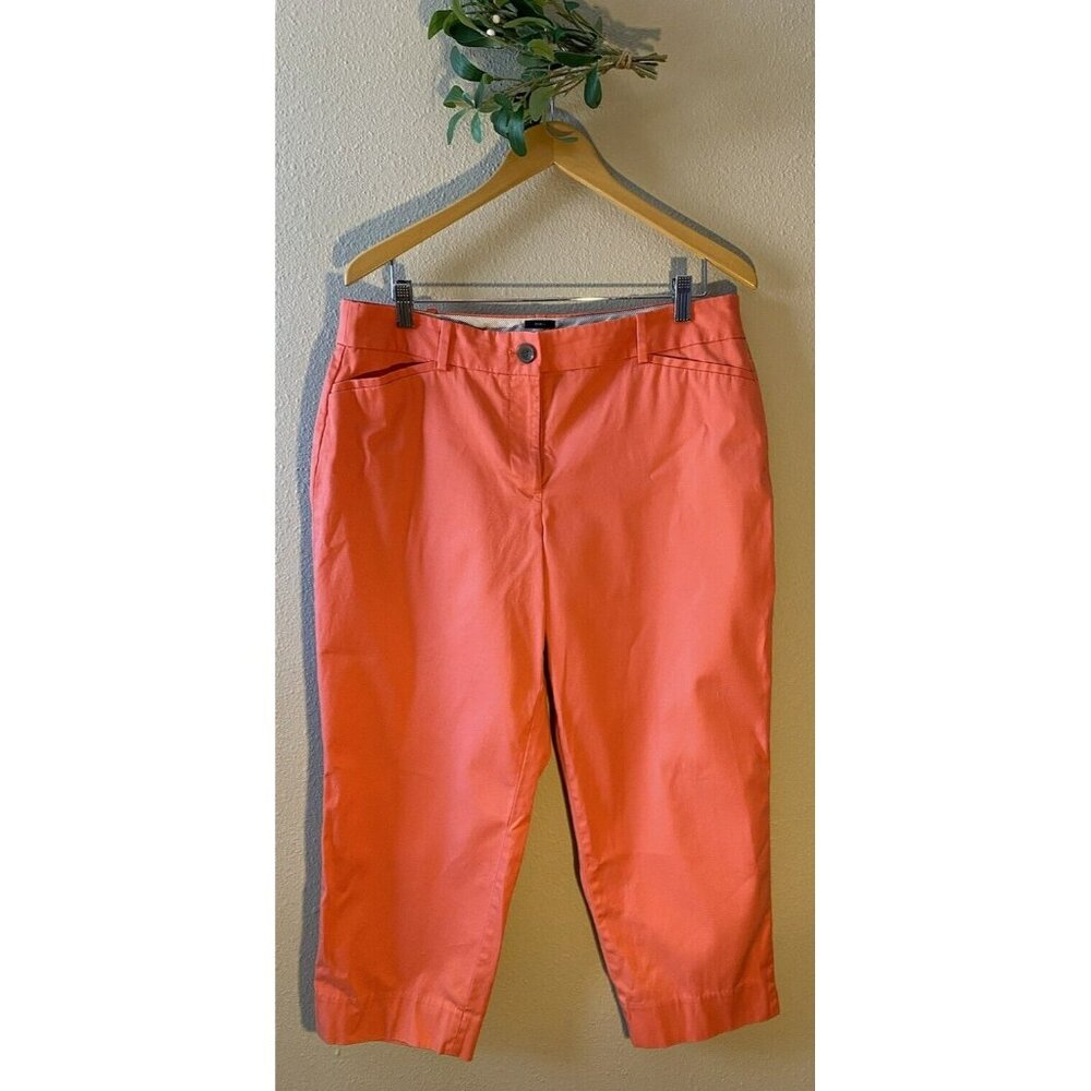 COPY - Talbots Curvy Ankle Pants Size Petite 12P x 22" Inseam Orange Cotton Spa…